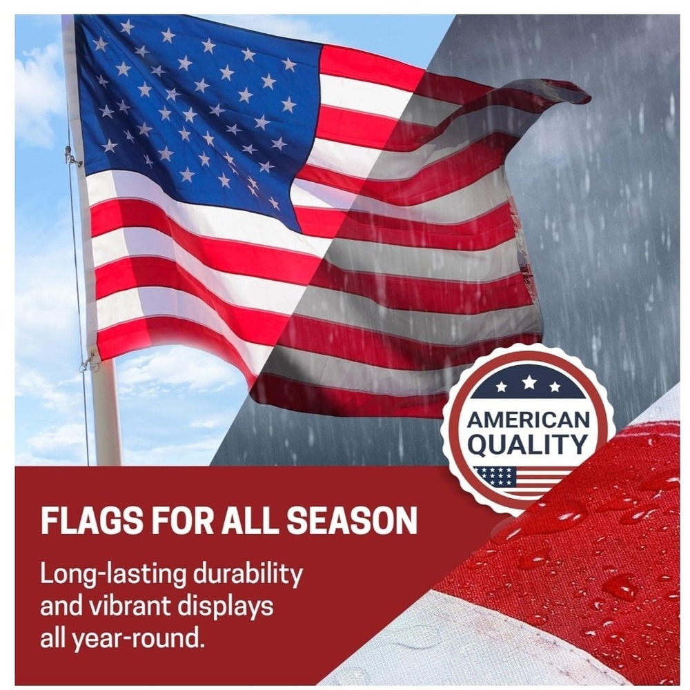 Patriot Pride USA Made 200 Denier Nylon Embroidered Stars American Flag‎ 3x5ft